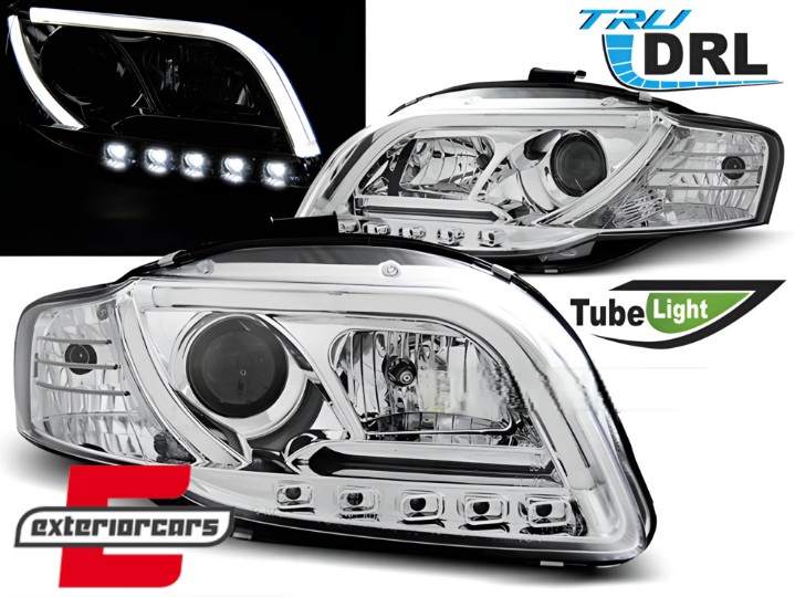 Prednja svjetla LED DRL TubeLights (chrome) / Audi A4 B7 (2004-2008), LPAUB4