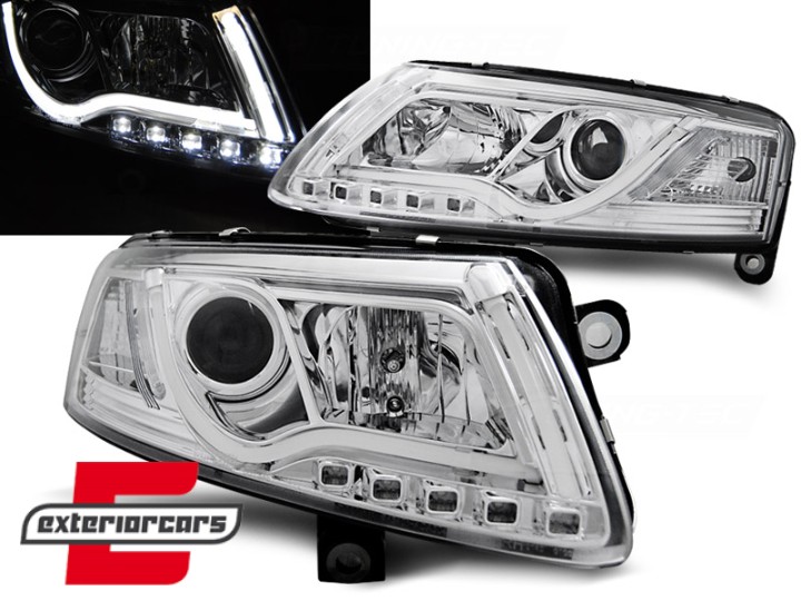 Prednja svjetla LED DRL TubeLights (chrome) / Audi A6 4F C6 (04.2004-2008), LPAUC7