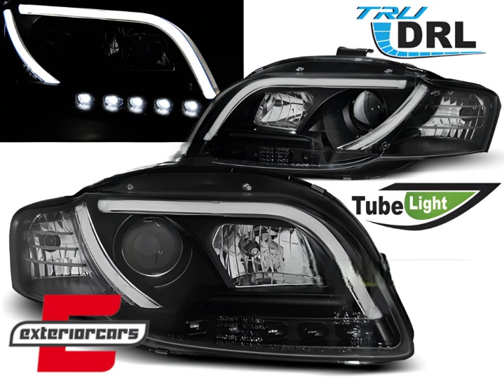Prednja svjetla LED DRL TubeLights (crna) / Audi A4 B7 (2004-2008), LPAUB5
