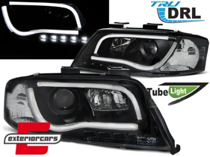 Prednja svjetla LED DRL TubeLights (crna) / Audi A6 4B C5 (05.1997-05.2001), LPAUB7