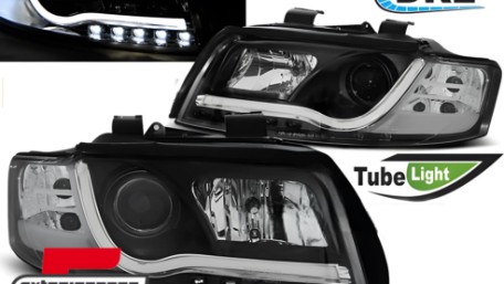 Prednja svjetla LED DRL TubeLights dizajn (crna) / Audi A4 B6 (2000-2004), LPAUB3