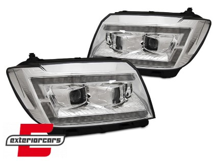 Prednja svjetla LED DRL TubeLights SEQ žmigavci (chrome) / VW Crafter II (2017-), LPVWU0