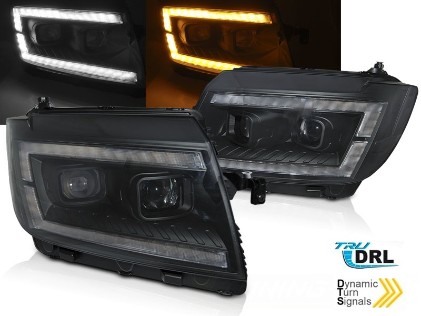 Prednja svjetla LED DRL TubeLights SEQ žmigavci (crna) / VW Crafter II (2017-), LPVWU1