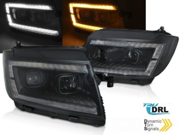 Prednja svjetla LED DRL TubeLights SEQ žmigavci (crna) / VW Crafter II (2017-), LPVWU1