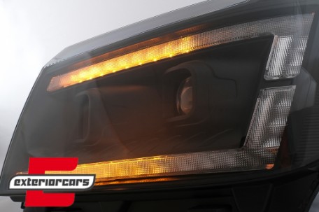 Prednja svjetla LED DRL TubeLights SEQ žmigavci (crna) / VW Crafter II (2017-), LPVWU1