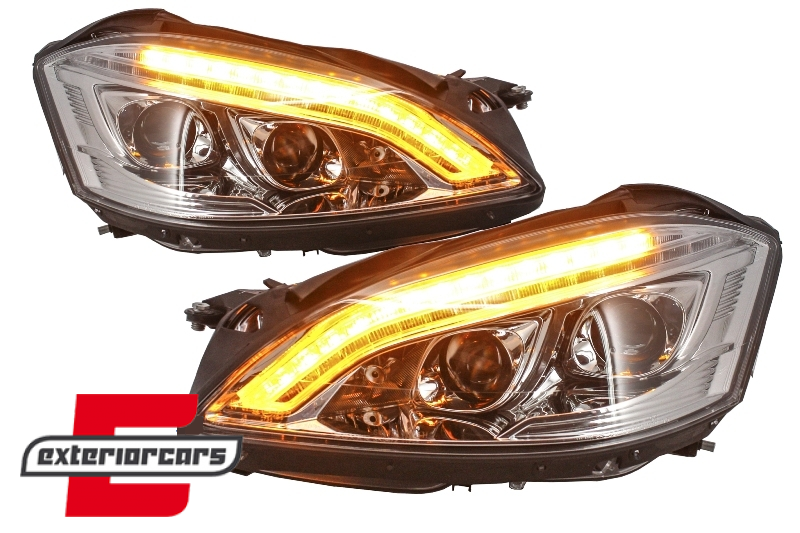 Prednja svjetla LED DRL W222 look (chrome) / Mercedes S-klasa W221 (2005-2009), LPMEB2
