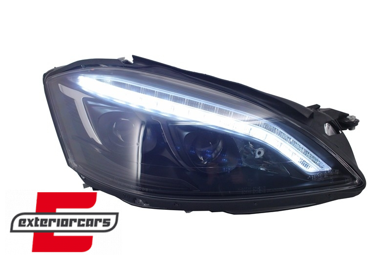 Prednja svjetla LED DRL W222 look (crna) / Mercedes S-klasa W221 (2005-2009), LPMEB3