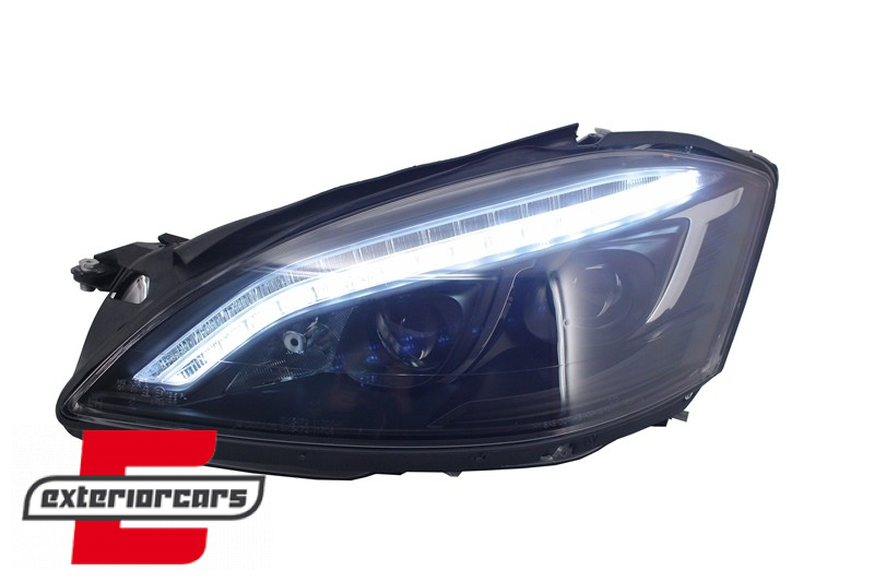 Prednja svjetla LED DRL W222 look (crna) / Mercedes S-klasa W221 (2005-2009), LPMEB3