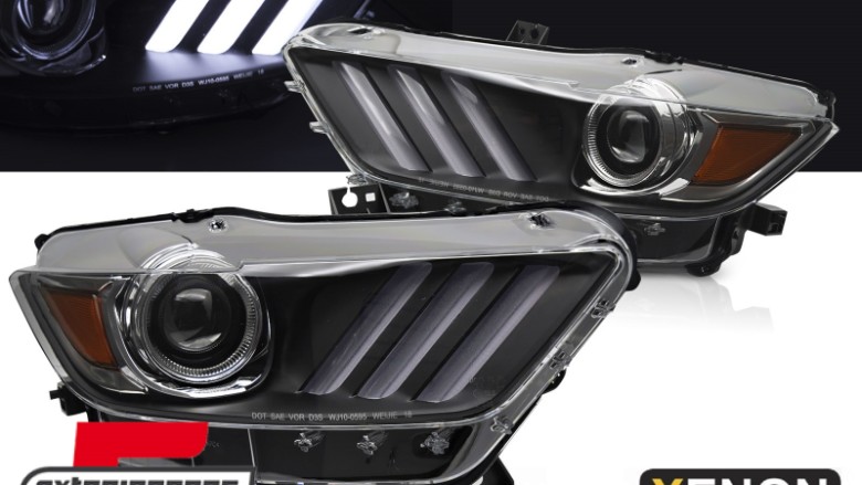 Prednja svjetla LED DRL Xenon (crna) / Ford Mustang VI (2015-2017), LPFOC8