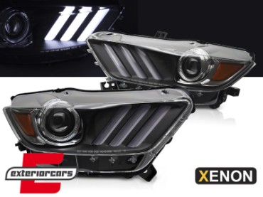 Prednja svjetla LED DRL Xenon (crna) / Ford Mustang VI (2015-2017), LPFOC8