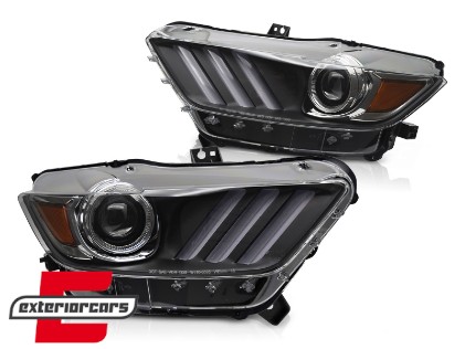 Prednja svjetla LED DRL Xenon (crna) / Ford Mustang VI (2015-2017), LPFOC8