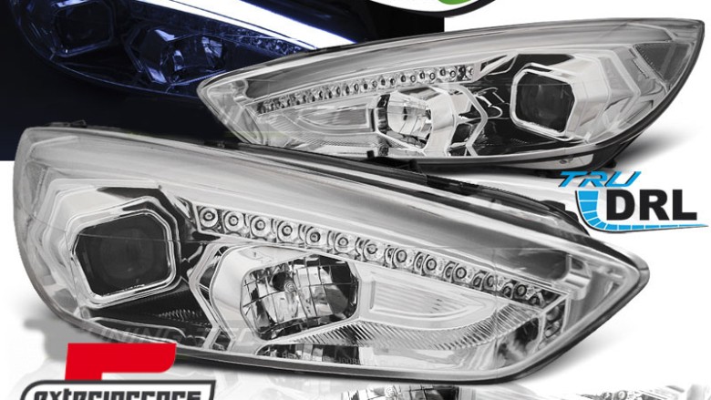 Prednja svjetla LED DRL Xenon look (chrome) / / Ford Focus Mk3 Facelift (2014-2018), LPFO78
