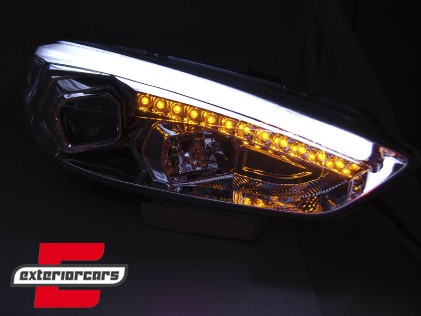 Prednja svjetla LED DRL Xenon look (chrome) / / Ford Focus Mk3 Facelift (2014-2018), LPFO78