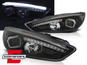 Prednja svjetla LED DRL Xenon look (crna) / Ford Focus Mk3 Facelift (2014-2018), LPFO79
