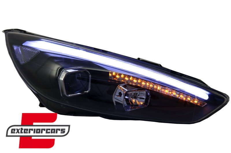 Prednja svjetla LED DRL Xenon look (crna) / Ford Focus Mk3 Facelift (2014-2018), LPFO79