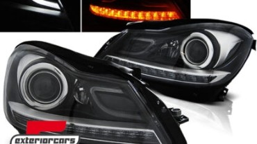 Prednja svjetla LED DRL Xenon look (crna) / Mercedes C-klasa W204 S204 C204 Facelift (2011-2014), LPME87