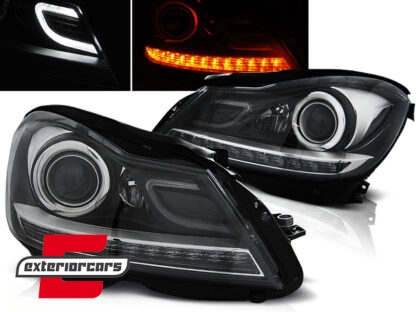 Prednja svjetla LED DRL Xenon look (crna) / Mercedes C-klasa W204 S204 C204 Facelift (2011-2014), LPME87