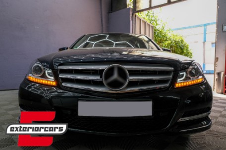 Prednja svjetla LED DRL Xenon look (crna) / Mercedes C-klasa W204 S204 C204 Facelift (2011-2014), LPME87