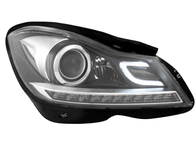 Prednja svjetla LED DRL Xenon look (crna) / Mercedes C-klasa W204 S204 C204 Facelift (2011-2014), LPME87