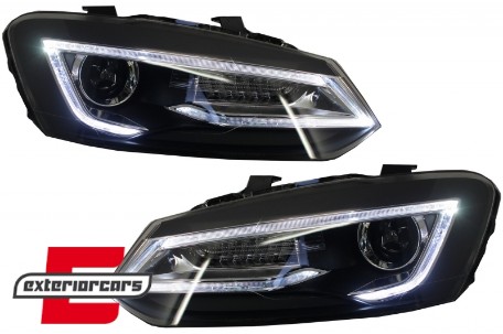 Prednja svjetla LED LightBar SEQ žmigavci (crna) / VW Polo 6R 6C (2009-2017), LPVWW9