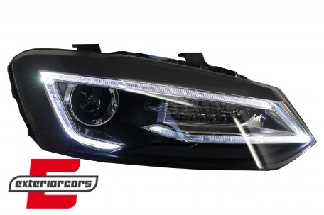 Prednja svjetla LED LightBar SEQ žmigavci (crna) / VW Polo 6R 6C (2009-2017), LPVWW9