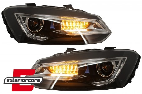 Prednja svjetla LED LightBar SEQ žmigavci (crna) / VW Polo 6R 6C (2009-2017), LPVWW9