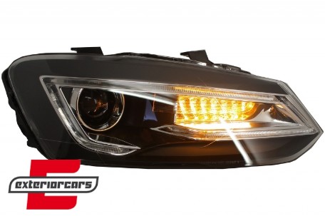 Prednja svjetla LED LightBar SEQ žmigavci (crna) / VW Polo 6R 6C (2009-2017), LPVWW9