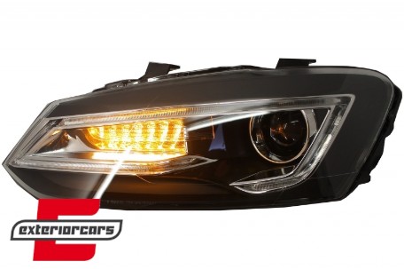 Prednja svjetla LED LightBar SEQ žmigavci (crna) / VW Polo 6R 6C (2009-2017), LPVWW9