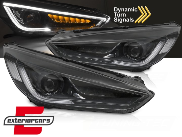 Prednja svjetla LED SEQ žmigavci Bi-Xenon look (crna) / Ford Focus III Mk3 (2014-2018), LPFOA8