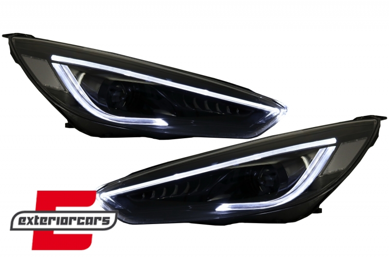 Prednja svjetla LED SEQ žmigavci Bi-Xenon look (crna) / Ford Focus III Mk3 (2014-2018), LPFOA8