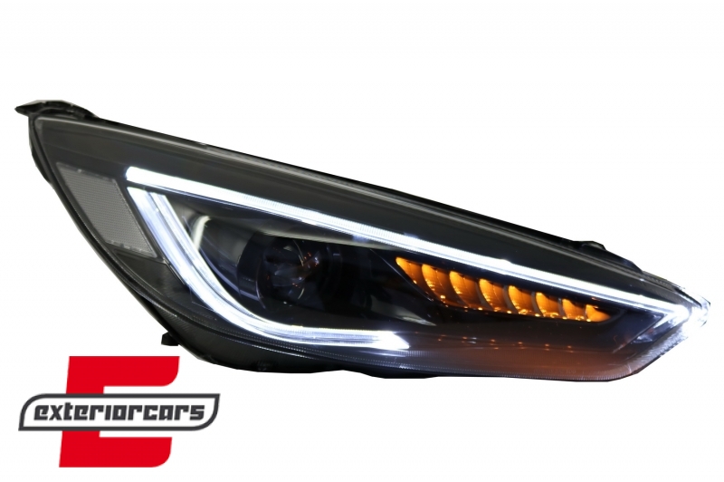 Prednja svjetla LED SEQ žmigavci Bi-Xenon look (crna) / Ford Focus III Mk3 (2014-2018), LPFOA8