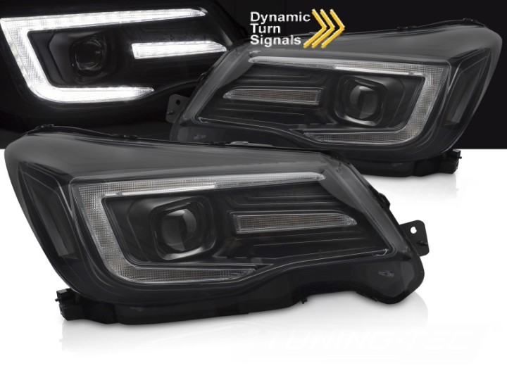 Prednja svjetla LED SEQ žmigavci TubeLight dizajn (crna) / Subaru Forester IV (2013-2018), LPSU18