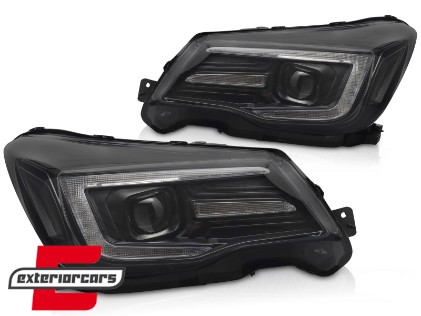 Prednja svjetla LED SEQ žmigavci TubeLight dizajn (crna) / Subaru Forester IV (2013-2018), LPSU18