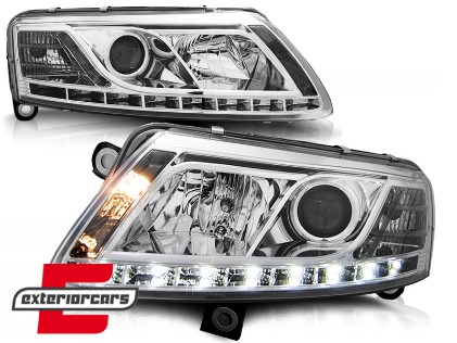 Prednja svjetla LED TrueDRL (chrome) / Audi A6 C6 4F (04.2004-2008), LPAU73