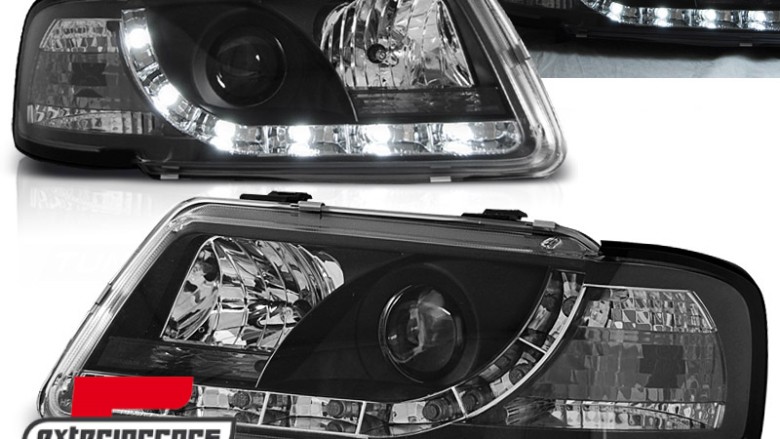 Prednja svjetla LED TrueDRL (crna) / Audi A3 (1996-2000), LPAU62