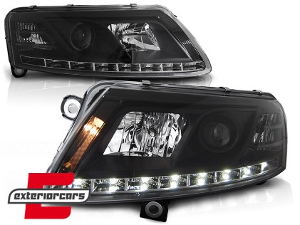 Prednja svjetla LED TrueDRL (crna) / Audi A6 C6 4F (04.2004-2008), LPAU74
