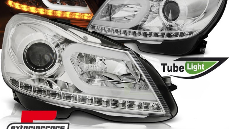 Prednja svjetla LED TubeLight (chrome) / Mercedes C-klasa W204 S204 C204 Facelift (2011-2014), LPMEA3