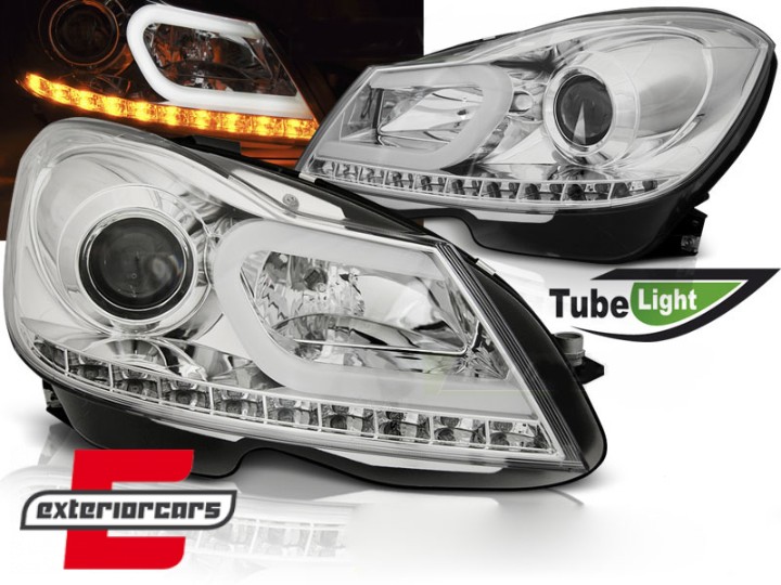 Prednja svjetla LED TubeLight (chrome) / Mercedes C-klasa W204 S204 C204 Facelift (2011-2014), LPMEA3