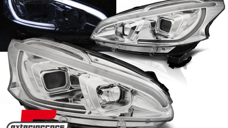 Prednja svjetla LED TubeLight (chrome) / Peugeot 208 (2012-06.2015), LPPE30