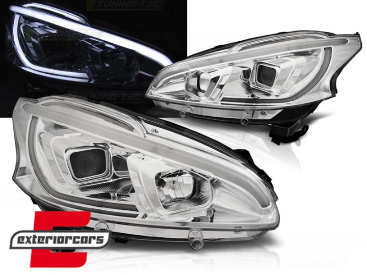 Prednja svjetla LED TubeLight (chrome) / Peugeot 208 (2012-06.2015), LPPE30