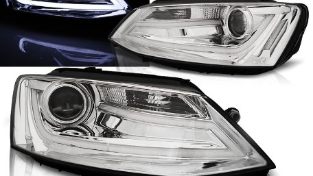 Prednja svjetla LED TubeLight (chrome) / Volkswagen Jetta Mk6 VI (2011-2017), LPVWK7