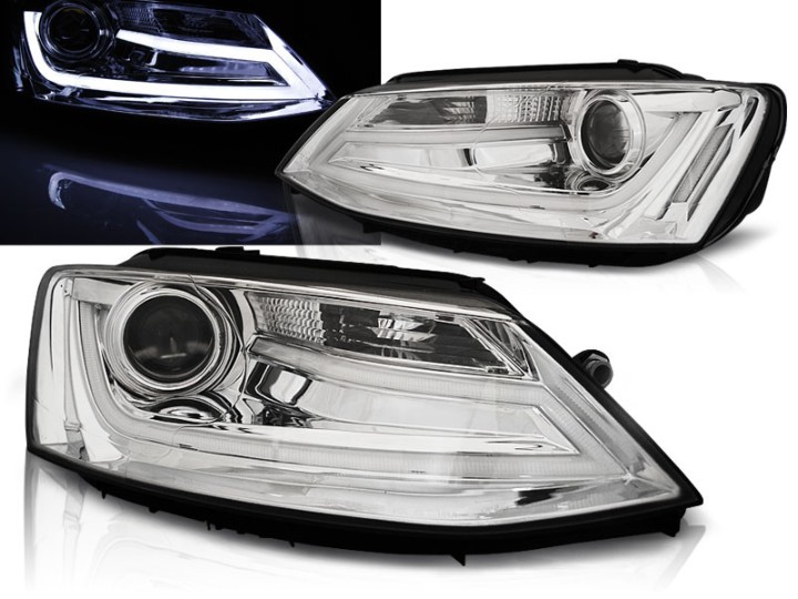 Prednja svjetla LED TubeLight (chrome) / Volkswagen Jetta Mk6 VI (2011-2017), LPVWK7