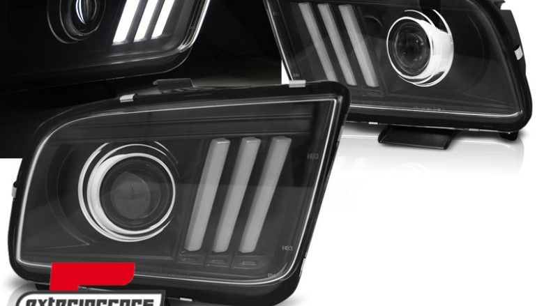 Prednja svjetla LED TubeLight (crna) / Ford Mustang (2004-2009), LPFO75