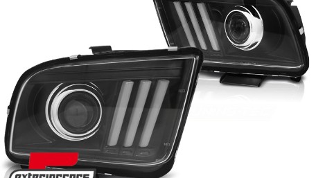 Prednja svjetla LED TubeLight (crna) / Ford Mustang (2004-2009), LPFO75