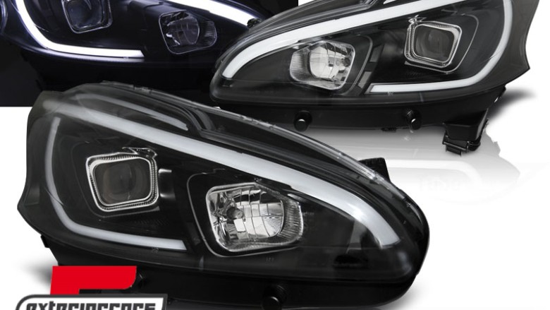 Prednja svjetla LED TubeLight (crna) / Peugeot 208 (2012-06.2015), LPPE31