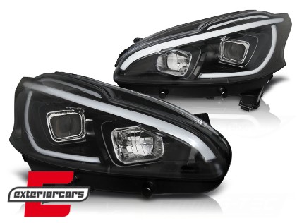 Prednja svjetla LED TubeLight (crna) / Peugeot 208 (2012-06.2015), LPPE31