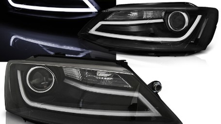 Prednja svjetla LED TubeLight (crna) / Volkswagen Jetta Mk6 VI (2011-2017), LPVWK8