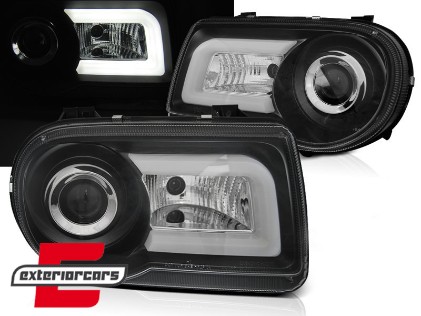 Prednja svjetla LED Tubelight dizajn (crna) / Chrysler 300C (2004-2010), LPCH22