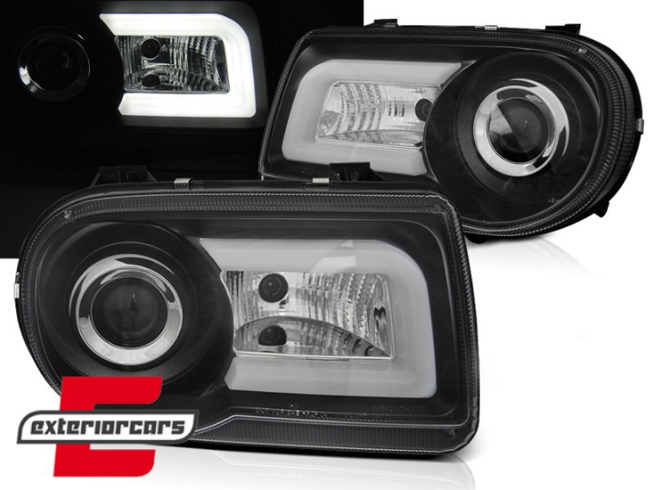 Prednja svjetla LED Tubelight dizajn (crna) / Chrysler 300C (2004-2010), LPCH22