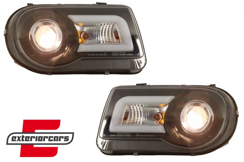 Prednja svjetla LED Tubelight dizajn (crna) / Chrysler 300C (2004-2010), LPCH22